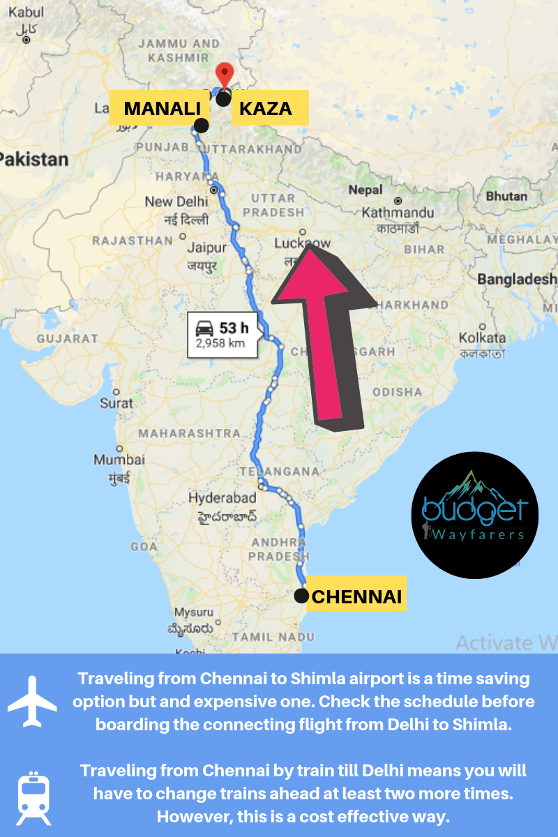 How to reach Spiti from Chennai